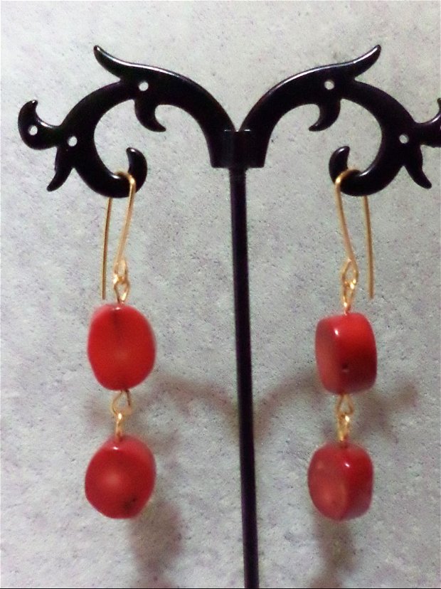 cercei din piatra de coral/cercei talisman - red earrings