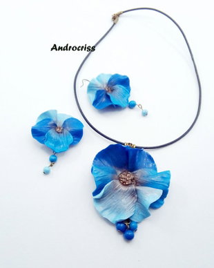 Blue flowers,set bijuterii