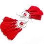 Cercei cu ciucuri si broderie manuala , cod CC6790