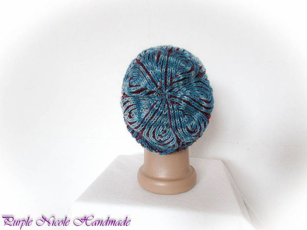 Duo de primavara - caciula unisex grena bleu slouchy gumdrop hat