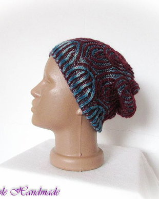Duo de primavara - caciula unisex grena bleu slouchy gumdrop hat