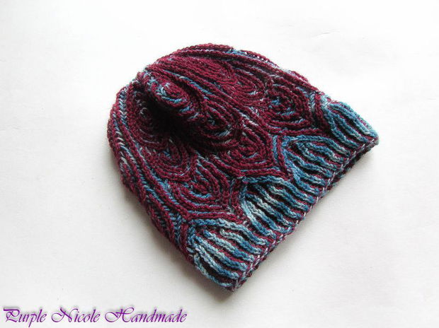 Duo de primavara - caciula unisex grena bleu slouchy gumdrop hat