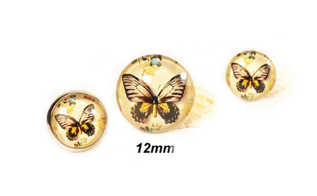 Cabochon sticla 12mm fluture