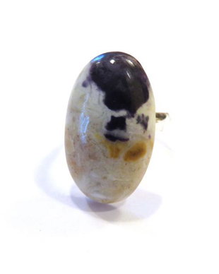Inel reglabil din Argint 925 si Fluorit Opalizat - Tiffany Stone - IN636 - Inel pietre semipretioase alb mov, cadou romantic / 8 martie / Craciun / Dragobete / Valentine's Day sotie