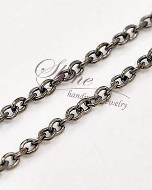 Lant metalic gunmetal, 3x2mm