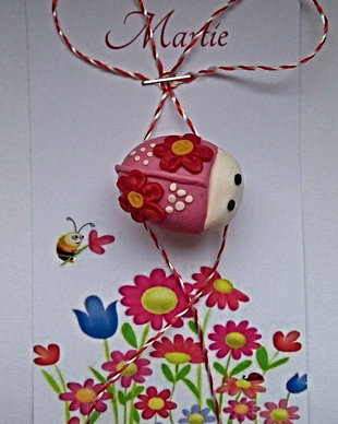 Brosa martisor buburuza roz