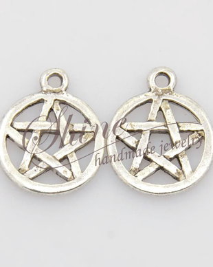 Charm pentagrama, argintiu antichizat