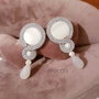 Cercei soutache argintii cu sidef