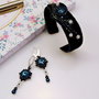 Set bratara fixa din piele si cercei cu cristale Swarovski