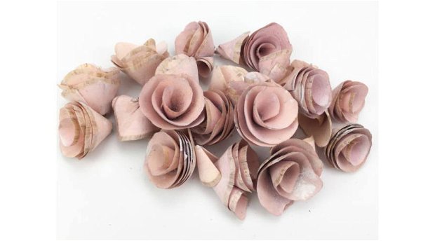 Flori din scoarta- roz pal 3/5 cm- 5buc
