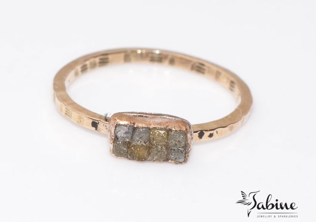 Inel diamante brute si profil gold-filled