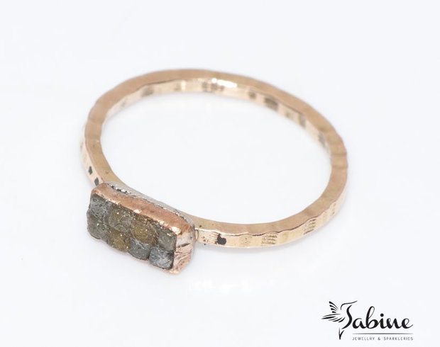 Inel diamante brute si profil gold-filled