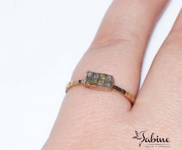 Inel diamante brute si profil gold-filled