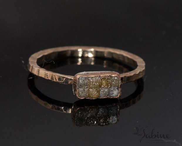 Inel diamante brute si profil gold-filled