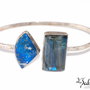 Bratara din argint 925 cu lapis lazuli si labradorit, bratara fixa, bratara deschisa,bratara minimalista