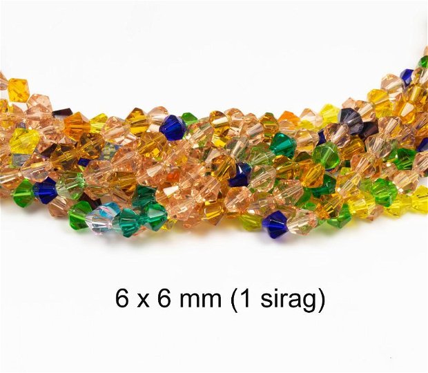 Sirag cristale fatetate biconice, BICO6,  6x6 mm