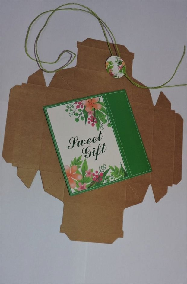 Cutie din carton cu accesorii- verde, roz -13,5x10x4CM-359073