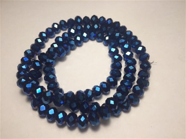 Șirag cristale (6x5mm) fatetate, albastru metalic