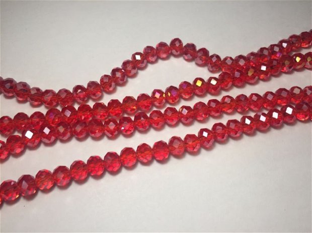 Șirag cristale (6x5mm) fatetate transparente, roșii