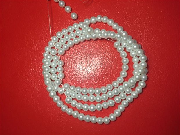 Șirag perle de sticlă albe (6mm)