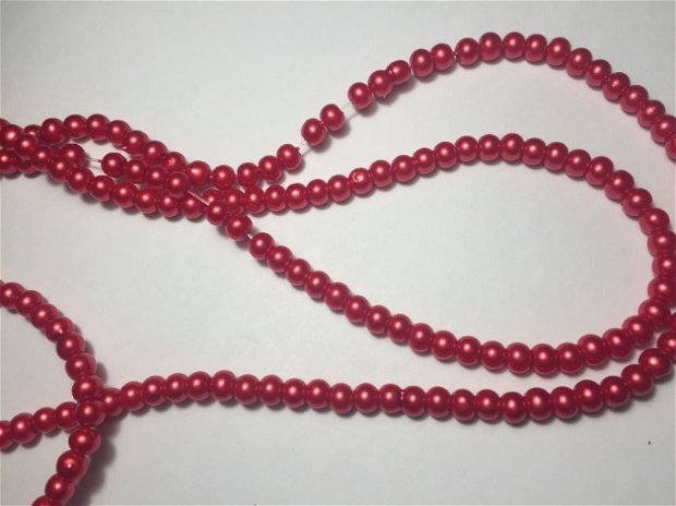 Șirag perle de sticlă roșii (4,5 mm)