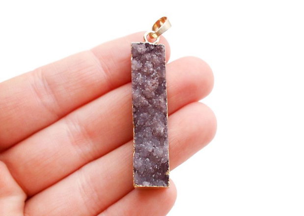 Ametist druzy - cu margini electroplacate aur