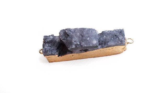 Agat druzy cu margini electroplacate aur - L61