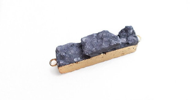 Agat druzy cu margini electroplacate aur - L61