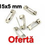 (10 bucati) Baza brosa finisaj argintiu inchis cu 1 gaura aprox 15x5 mm