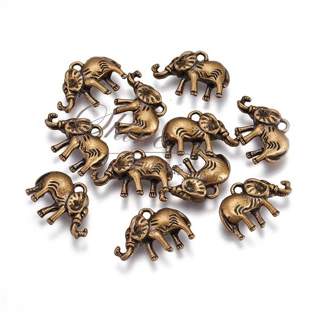 Charm elefant bronz, 14x20x4mm
