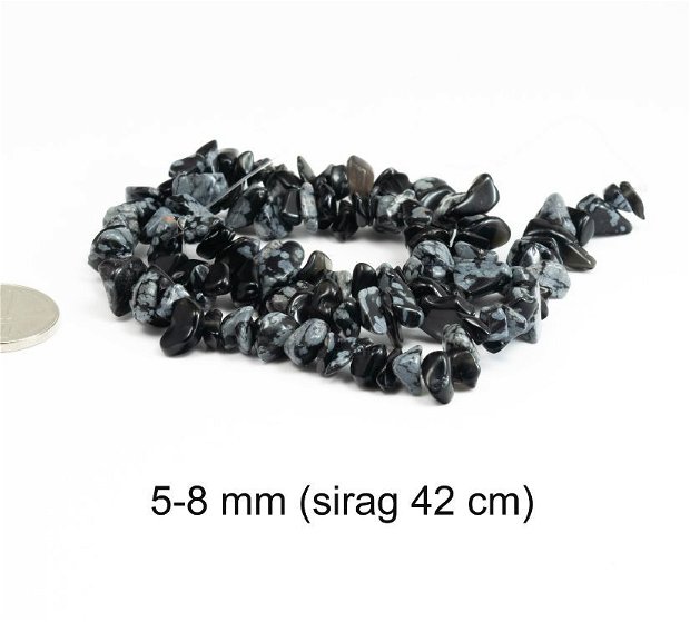 Sirag Snowflake Obsidian natural, chipsuri, 5-8 mm, CH07
