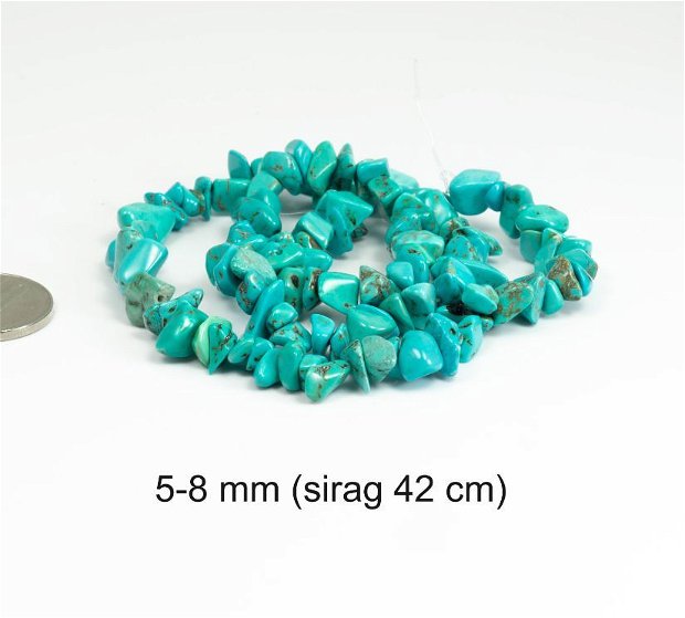 Sirag Turcoaz sintetic, chipsuri,  5-8 mm, CH12