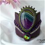Bratara bead-embroidery cu agat, cristal Swarovski si piele naturala