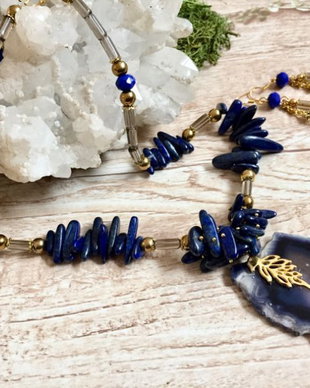 Set /colier si cercei/lapis lazuli si agat