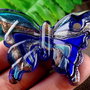K0659 - Pandantiv, sticla de lampa, lampwork, fluture, 59x40x10mm