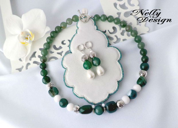 "Springtime Green" - Set colier si cercei