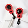 Cercei soutache rosu si negru cu onix