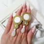 Cercei soutache aurii cu sidef