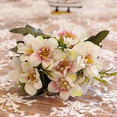 K0668 - Buchet flori decorative, champagne, 7 ramurele, lungime 30cm