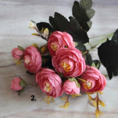 K0064 - Buchetel flori decorative, roz, 7 ramurele, lungime 30cm