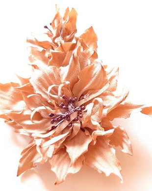 Brosa/Aplicatie pentru rochie/Floare textila bej