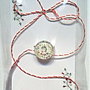 Brosa martisor cabochon sticla 14mm ponei