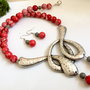 Set -snake zamac /colier si cercei cu regalit si agat druzy