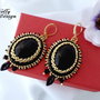 REZERVAT D. - "Black & Gold"- Cercei bead-embroidery