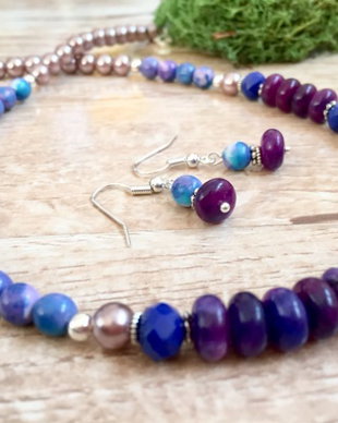 Set /colier si cercei / sugilit,jad si perle