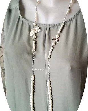 colier lung de perle stil vintage