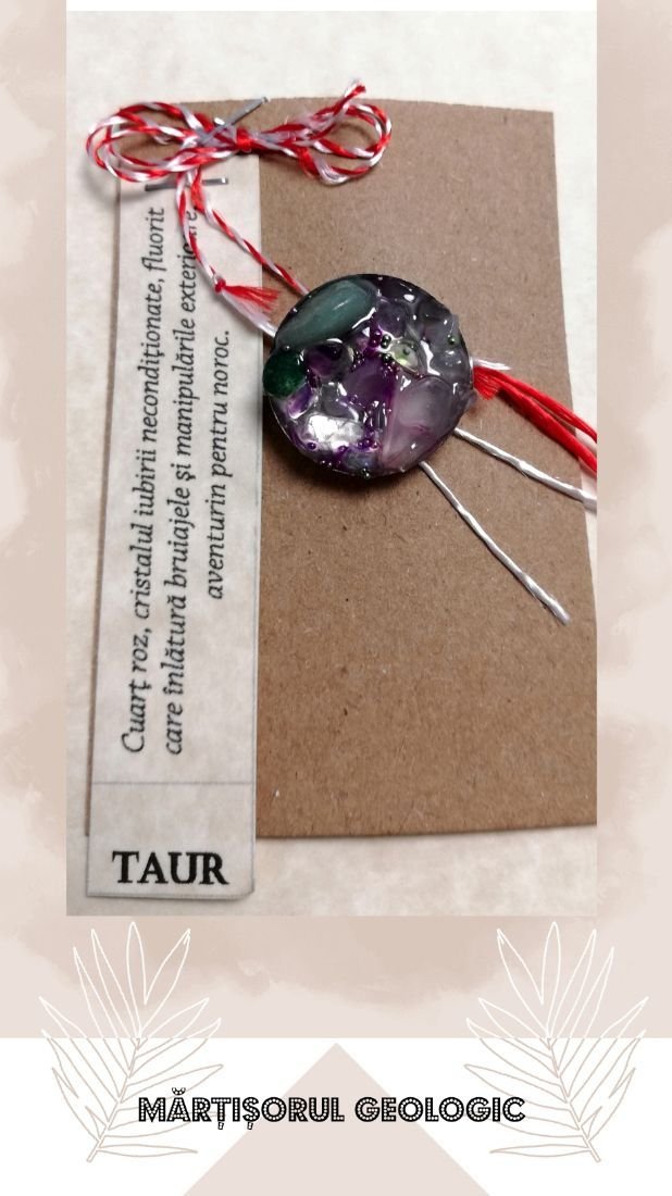 Mărtisor broșă, cristale pentru zodia Taur, cristaloterapie, martisoare zodii