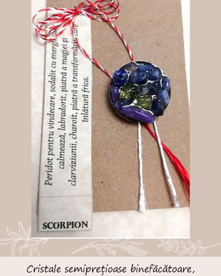 Mărtisor broșă, cristale pentru zodia Scorpion   , cristaloterapie, martisoare zodii