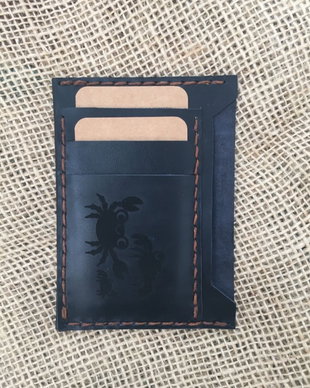 Portofel "AD8" din piele naturala reciclata, slim, personalizat prin gravura