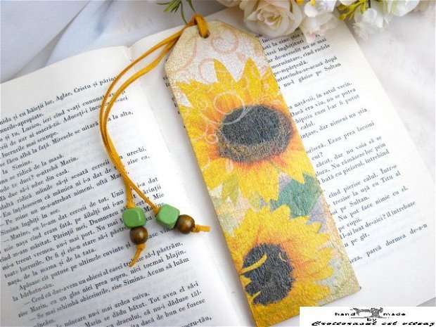 Semn de carte cu floarea soarelui - martisor